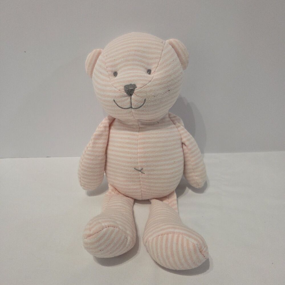 Carters 2011 Retired Bear Pink White Stripes Baby Toy Plush Stuffed Animal 12"